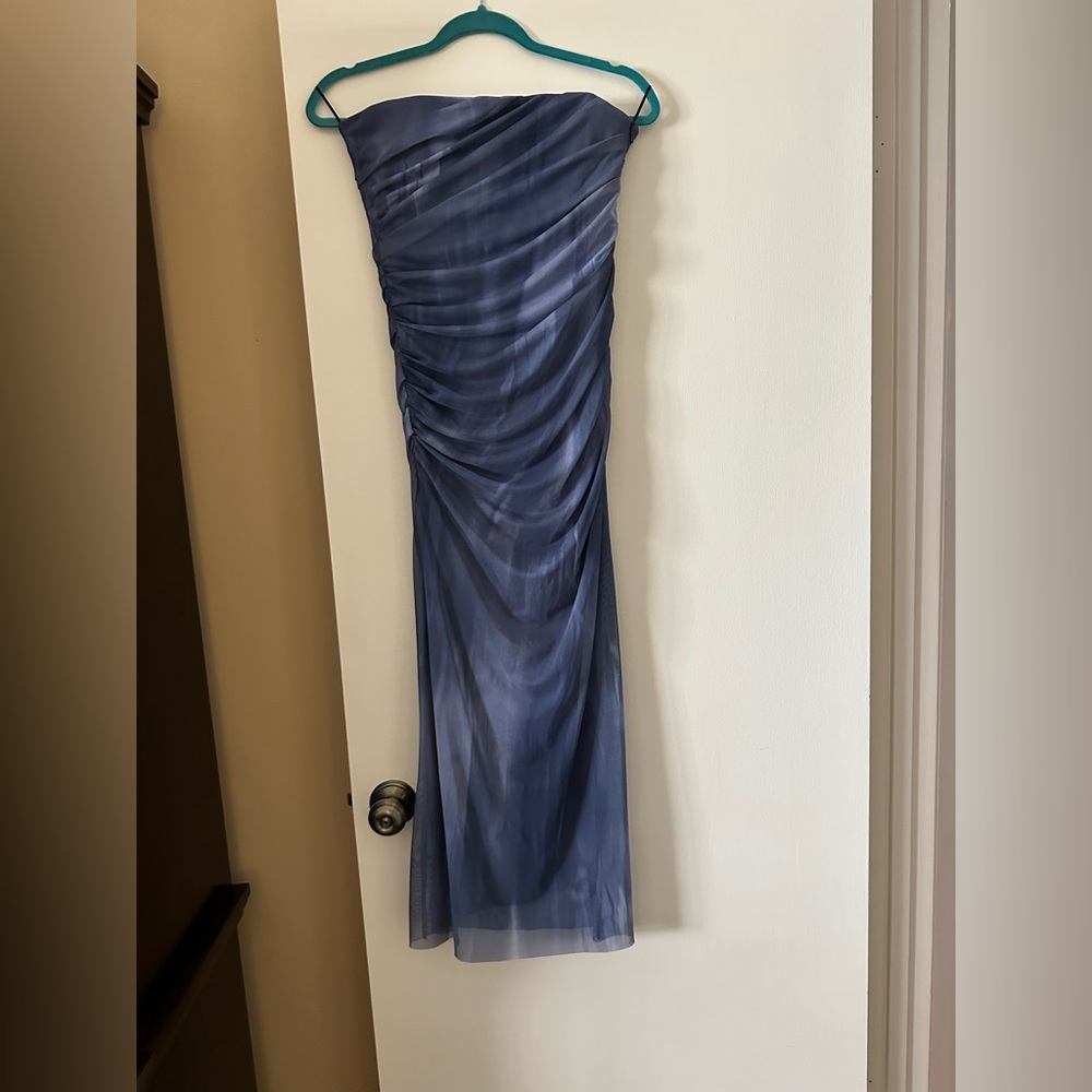 Zara Strapless Tulle Tie-Dye Print Dress